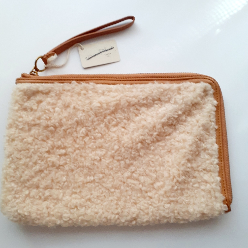 Cream Shearling Clutch